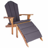 Garden Adirondack Chair with Footrest Natural Solid Teak Wood 42041354