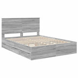 Bed Frame with Drawer Grey Sonoma 150 x 200 cm Engineer Wood 3411108