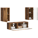 TV Wall Cabinet Set Wall-mounted 4 pcs Old Wood Engineered Wood 3408914