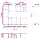 Kitchen Unit Lyon 8 pcs Concrete Grey Engineered Wood 3445842