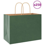 Paper Bags 250 pcs with Handles Green 32x17x25 cm 4101733
