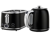 Polished Retro 40-100&degC Kettle and Toaster Set - Black T3398P425423