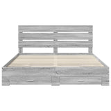 Bed Frame with Drawer Grey Sonoma 200 x 200 cm Engineered Wood 3411942