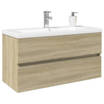 ZNTS 2 Piece Bathroom Furniture Set Ceramic and Engineered Wood 3307660