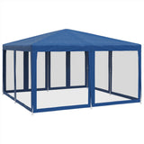 Party Tent with 8 Mesh Sidewalls Blue 4x4 m HDPE 4010062