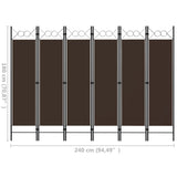 6-Panel Room Divider Brown 240x180 cm 320712