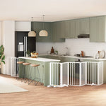 Dog Gate with Door Foldable 15 Panels White 750 cm Poplar Wood 3155540