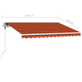 Manual Retractable Awning with LED 350x250 cm Orange and Brown 3069525