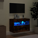 TV Wall Cabinet with LED Lights Smoked Oak 60x30x40 cm 837191