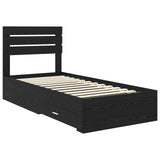 Bed Frame with Headboard Black Oak 90 x 200 cm Engineered Wood 3411684