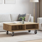 Side Table with Wheels Artisan Oak 90 x 50 x 30 cm 891023