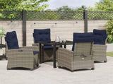 Garden Dining Set with Cushion 5 pcs Grey Poly Rattan 3380464