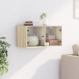 Wall Cabinet with Glass Doors Sonoma Oak 68.5x37x35 cm 836501