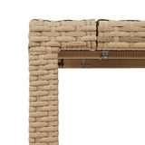 Garden Table with Glass Top Beige 90x90x75 cm Poly Rattan 365527
