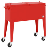 Cooler Cart with Wheels Red 92x43x89 cm 93743