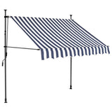 Manual Retractable Awning with LED 150 cm Blue and White 145842