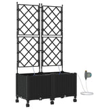 Garden Planter with Irrigation&Wheels 2 pcs Black PP 3423005