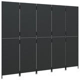 Room Divider 5 Panels Black Poly Rattan 365348