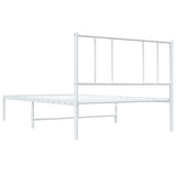 Metal Bed Frame without Mattress with Headboard White 75x190cm 352519