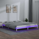 LED Bed Frame without Mattress White 120x190 cm Small Double Solid Wood 820642