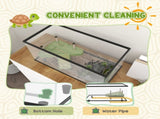 50L Glass Turtle Tank Aquarium with Basking Platform, Easy Drainage, Strip Patch Thermometer T3398P350009