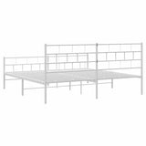 Metal Bed Frame without Mattress with Footboard White 183x213cm 355731