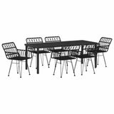 Garden Dining Set 7 pcs Black Powder-Coated Steel 3379189