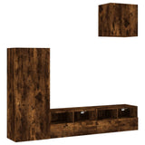 4 Piece TV Wall Units Smoked Oak Engineered Wood 3216504