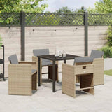 Garden Dining Set 5 pcs Beige Poly Rattan 3380709
