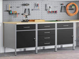 Work Cabinet with Drawer 3 pcs Black and Grey 150 x 55 x 85 cm 3321370