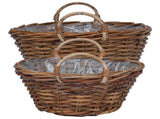 Planter Basket with Storage 2 pcs Brown Lacak Rattan 42020964