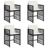 Garden Chairs with Cushions 4 pcs Black Poly Rattan 365034