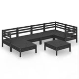 ZNTS 7 Piece Garden Lounge Set Solid Wood Pine Black 3082963