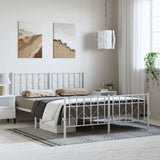 Metal Bed Frame without Mattress with Footboard White 150x200cm 374506