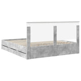 Bed Frame with Drawer Concrete Grey 200 x 200 cm Engineer Wood 3409429