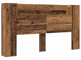 Headboard Cabinet with LED Old Wood 140 x 16.5 x 103.5 cm 8006566