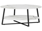 Two-Tier Marble-Effect Coffee Table - White/Black T3398P342304