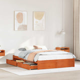 Bed Frame with Drawer Wax Brown 140 x 200 cm Solid Pine Wood 3422703
