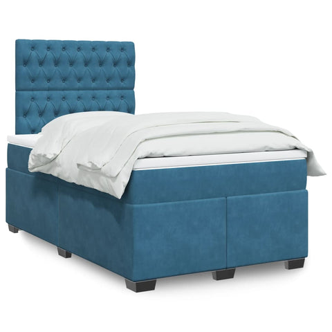 Box Spring Bed with Mattress Blue 120x190 cm Small Double Velvet 3290868
