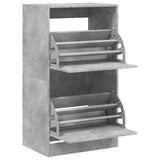 Shoe Cabinet with 2 Flip-Drawers Concrete Grey 60x42x108 cm 3214388