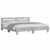 Bed Frame Concrete Grey Engineered Wood, Plywood Super King 3207402