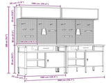 Work Bench Set 8 pcs Black and Grey 200 x 55 x 200 cm Steel 3321498