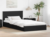 Storage Bed with Headboard Black 100 x 200 cm Engineered Wood 3410827