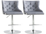 Bar Stools Set of 2, Modern Swivel & Adjustable Velvet Barstools with Button Tufted Back, Footrest, T3398P343626