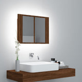 ZNTS LED Mirror Cabinet Brown Oak 60x12x45 cm Engineered Wood 822843