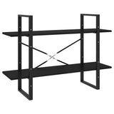 2-Tier Book Cabinet Black 100x30x70 cm Solid Wood Pine 806476