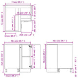 Corner Bottom Cabinet Lyon Sonoma Oak 75.5x75.5x81.5 cm Engineered Wood 802492