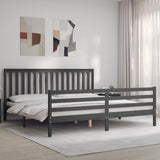 Bed Frame without Mattress Grey 200x200 cm Solid Wood 3194268