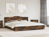Bed Frame with Drawer Smoked Oak 200 x 200 cm Engineered Wood 3413566