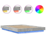 Bed Frame with LED Lights without Mattress Concrete Grey 120x190cm 3281143